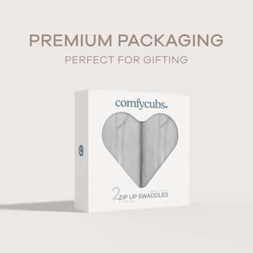 Comfy Cubs Swaddle Blanket Baby Girl Boy Easy Zipper Wrap 2 Pack Newborn Infant Sleep Sack (Small 0-3 Months, Grey)
