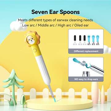 Ear Wax Removal Tool, 8MP HD Ear Cleaner with Camera and 6 LED Lights, Earwax Removal Kit for Kids and Adults, Ear Camera for iPhone, iPad, Android Phones, Q3 (Yellow with Kit)