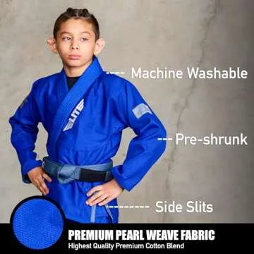 Elite Sports Kids BJJ GI, Youth IBJJF Children’s Brazilian Jiujitsu Gi kimono W/Preshrunk Fabric &...