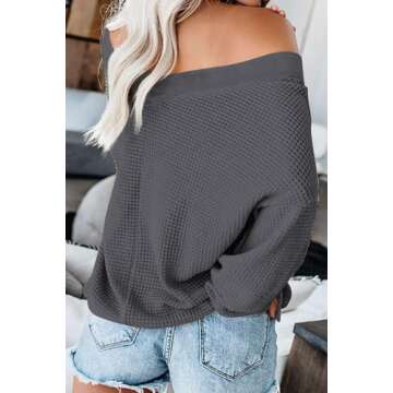 Comfy and Chic ReachMe Women's Off The Shoulder Top - Dark Grey