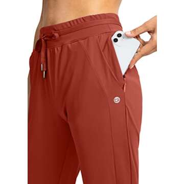 G Gradual Women's Joggers Pants with Zipper Pockets High Waisted Athletic Tapered Sweatpants for Women Workout Lounge (Savannah Red, XX-Large)