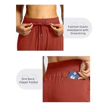 G Gradual Women's Joggers Pants with Zipper Pockets High Waisted Athletic Tapered Sweatpants for Women Workout Lounge (Savannah Red, XX-Large)