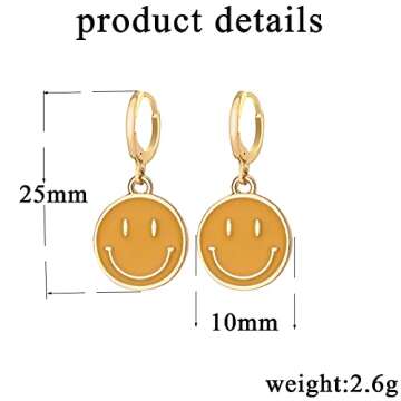 WAINIS 6 Pairs Cute Round Earrings for Women Girl Small Hoop Dangle Funny Earrings Preppy Jewelry