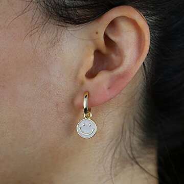 WAINIS 6 Pairs Cute Round Earrings for Women Girl Small Hoop Dangle Funny Earrings Preppy Jewelry