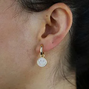 WAINIS 6 Pairs Cute Round Earrings for Women Girl Small Hoop Dangle Funny Earrings Preppy Jewelry