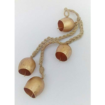 Handmade Brass Iron Wrought Bell Chime Set Rustic Decor