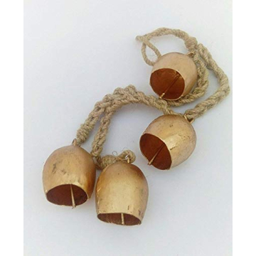 Handmade Brass Iron Wrought Bell Chime Set Rustic Decor