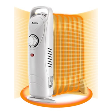 JASUN Oil Filled Radiator Heater with Adjustable Thermostat, Mini Portable Space Heater 700W for Ind...