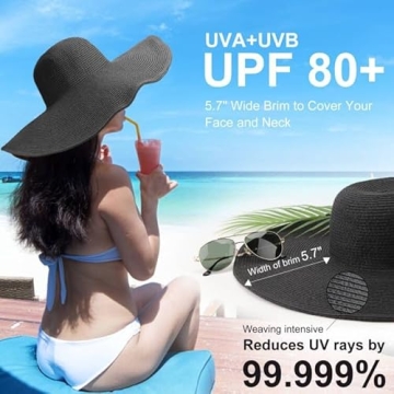 DRESHOW Foldable Beach Hat for Summer Sun Protection