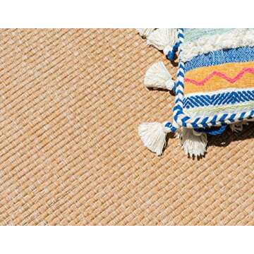 Unique Loom Outdoor Border Rug - Durable Area Rug - Tan/Light Brown