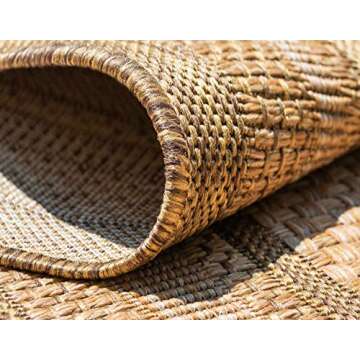 Unique Loom Outdoor Border Rug - Durable Area Rug - Tan/Light Brown