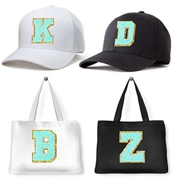 26 Pieces Blue Chenille Letter Patches Iron on Letters A-Z Patches Decorative Repair Embroidered Patches Suitable for Clothing Repairing Hats Shirts Jeans Bags (Blue)