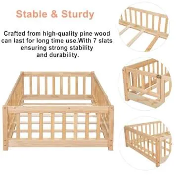 Bellemave Full Size Floor Bed with Fence and Door for Kids