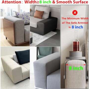 Couch Cup Holder Tray for 8 inch Sofa Arm,Silicone Couch Drink Holder-Flexible Couch Caddy for Phone...