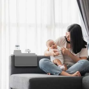 Couch Cup Holder Tray for 8 inch Sofa Arm,Silicone Couch Drink Holder-Flexible Couch Caddy for Phone, Snacks, and Remotes - Anti-Spill & Anti-Slip Couch Arm Table - Gray