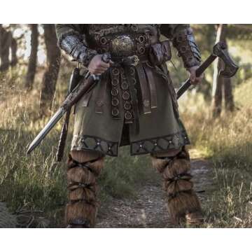 Joukavor Viking Fluffy Leg Warmers Furry Faux Fur Boot Covers Cosplay Accessory for Women Men (Brown...