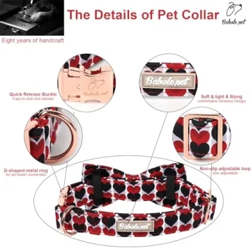 Stylish Babole Pet Valentine Dog Collar with Bow Tie