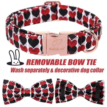 Stylish Babole Pet Valentine Dog Collar with Bow Tie