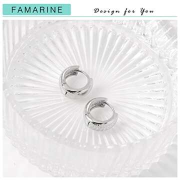 FAMARINE Small Chunky Thick Hoop Earrings for Women Gold Hoops Huggie Earrings for Men