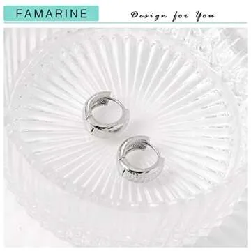 FAMARINE Small Chunky Thick Hoop Earrings for Women Gold Hoops Huggie Earrings for Men