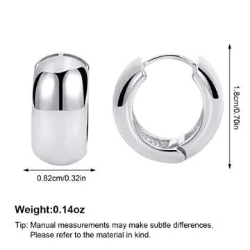 FAMARINE Small Chunky Thick Hoop Earrings for Women Gold Hoops Huggie Earrings for Men