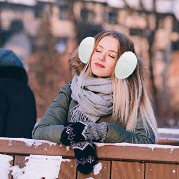 PIGBENGO Women Winter Earmuffs Fuzzy Warm Ear Muff Soft Faux Fur Behind Head Ear Muffs Fleece Outdoo...