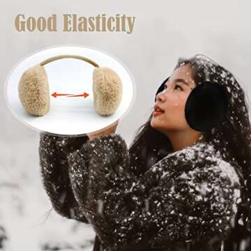 PIGBENGO Women Winter Earmuffs Fuzzy Warm Ear Muff Soft Faux Fur Behind Head Ear Muffs Fleece Outdoor for Cold Weather (Brown)
