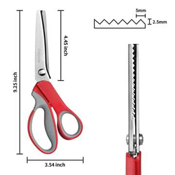 Ohtomber Pinking Shears Craft Scissors - 9" Stainless Steel Fabric Craft Scrapbook Pinking Shears Sc...