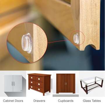 Pack of 100 Clear Adhesive Cabinet Pads for Drawers