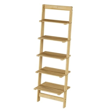 5-Tier Wooden Ladder Shelf for Versatile Home Use