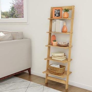 5-Tier Wooden Ladder Shelf for Versatile Home Use