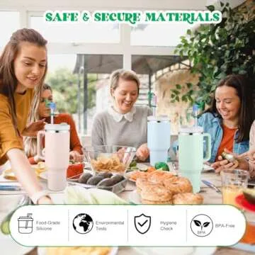 Straw Toppers for Stanley Cup, Cute Straw Cover Cap Compatible with 20 30 40 Oz Tumbler and Water Bottles, 6 8 10mm Straw Accessories, 2Pcs Silicone Rose Flower for Women Kids Gift (Pink)