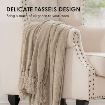 EVERGRACE Soft Chenille Throw Blanket for Couch, Cozy Plush Fuzzy Decorative Chenille Knit Throw Bla...