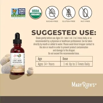MaryRuth Organics Lion's Mane Mushroom Cognitive Support Supplement
