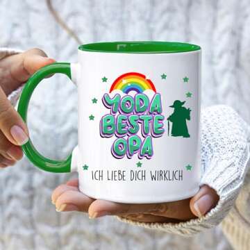 Acen Merchandise Mug with saying, Yoda beste Opa. Ich liebe dich wirklich Mug Yoda, Baby Yoda Office...