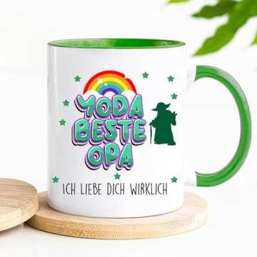 Acen Merchandise Mug with saying, Yoda beste Opa. Ich liebe dich wirklich Mug Yoda, Baby Yoda Office Mug Funny Coffee Mug, Grandpa Mug Stoneware, Mug Grandpa 2023, Mug Grandpa Son, Mug Grandpa Funny