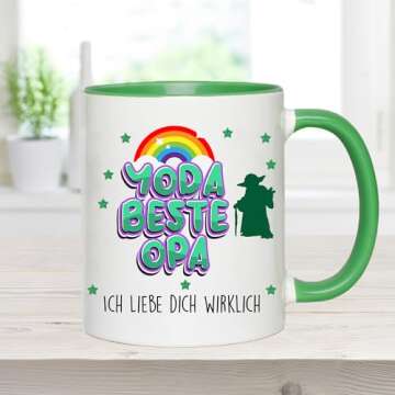 Acen Merchandise Mug with saying, Yoda beste Opa. Ich liebe dich wirklich Mug Yoda, Baby Yoda Office Mug Funny Coffee Mug, Grandpa Mug Stoneware, Mug Grandpa 2023, Mug Grandpa Son, Mug Grandpa Funny