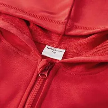 Spring&Gege Youth Solid Full Zipper Hoodies Soft Kids Hooded Sweatshirt for Boys and Girls Size 9-10 Years Red