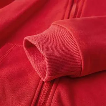 Spring&Gege Youth Solid Full Zipper Hoodies Soft Kids Hooded Sweatshirt for Boys and Girls Size 9-10 Years Red