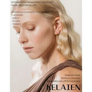 KELAIEN 3 Pairs Hoop Earrings for Women 925 Sterling Silver Trendy 14K Gold Plated Huggie Earring Silver Hypoallergenic Stud Cartilage Earring Sets for Multiple Piercing Cute Small Jewelry Gift