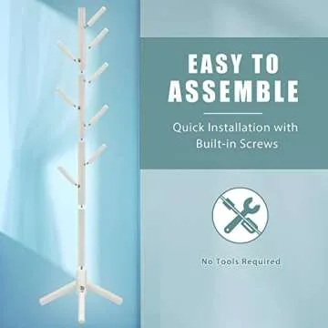 Haddockway Wooden Coat Rack Adjustable Height Easy Assembly