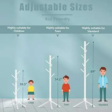 Haddockway Wooden Coat Rack Adjustable Height Easy Assembly