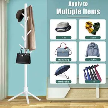 Haddockway Wooden Coat Rack Adjustable Height Easy Assembly