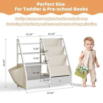 HAVLOTII Kids Bookshelf and Toy Storage - Stylish and Safe for Kids