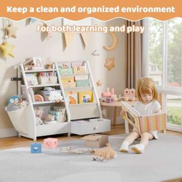 HAVLOTII Kids Bookshelf - Safe Storage for Toddlers