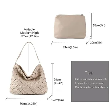 SHARPAD Vegan Leather Woven Tote Bag Stylish Retro Handbag