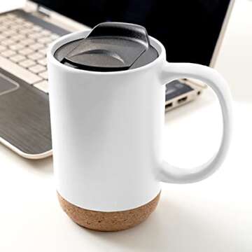 Extra Large Ceramic Coffee Mugs 17oz Set with Lid