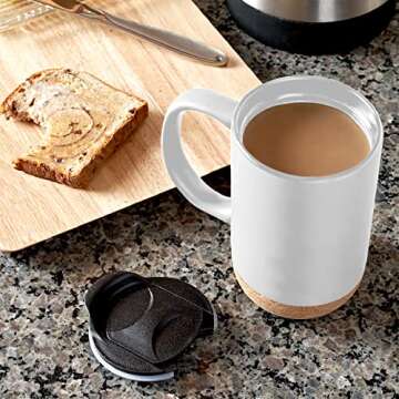 Extra Large Ceramic Coffee Mugs 17oz Set with Lid