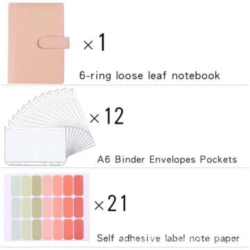 LXWHYP Money Saving Binder, Savings Challenges Book with for Cash Envelopes, 12pcs Zipper Envelopes A6 Budget Binder, Budget Planner for Managing Budgets and Saving Money (Pink-7.4IN)