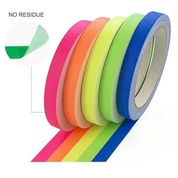 AISEY Neon Gaffer Cloth Tape, Fluorescent Colors Pro Gaff Tape Duct Tape UV Blacklight Glow in The D...